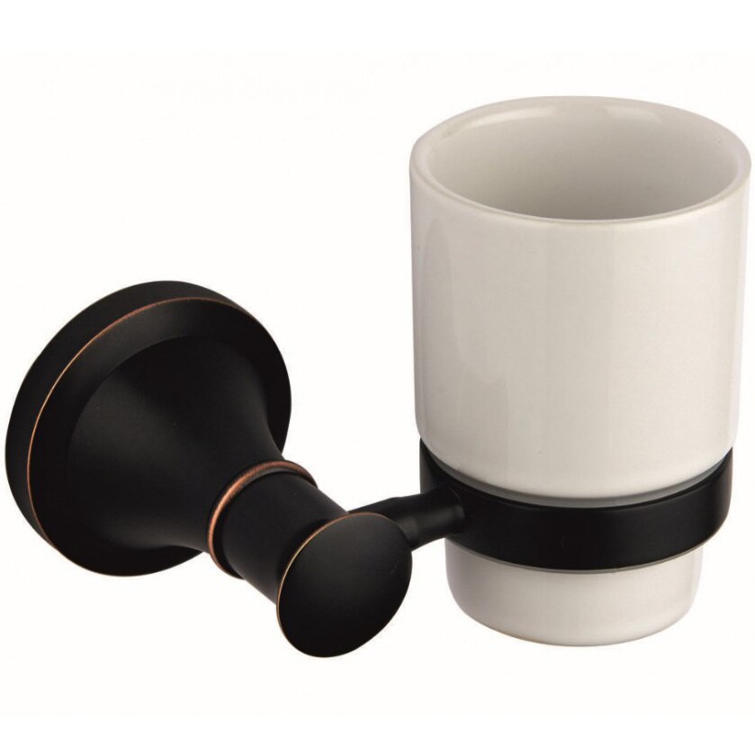 Suport pasta/periuta dinti Ermetiq Luxury, cu pahar ceramica, Negru